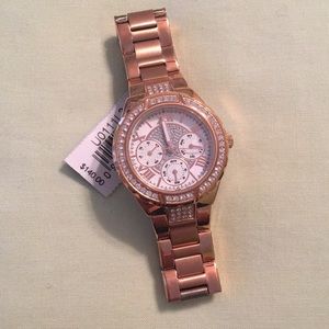 Guess Rosegold embellished watch